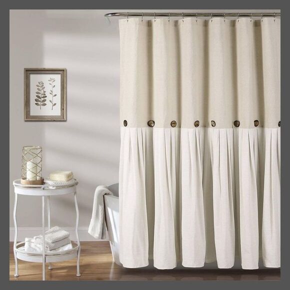Lush Decor Other - Lush Decor -  Color Block Pleated Shower Curtain 72x7 Beige
